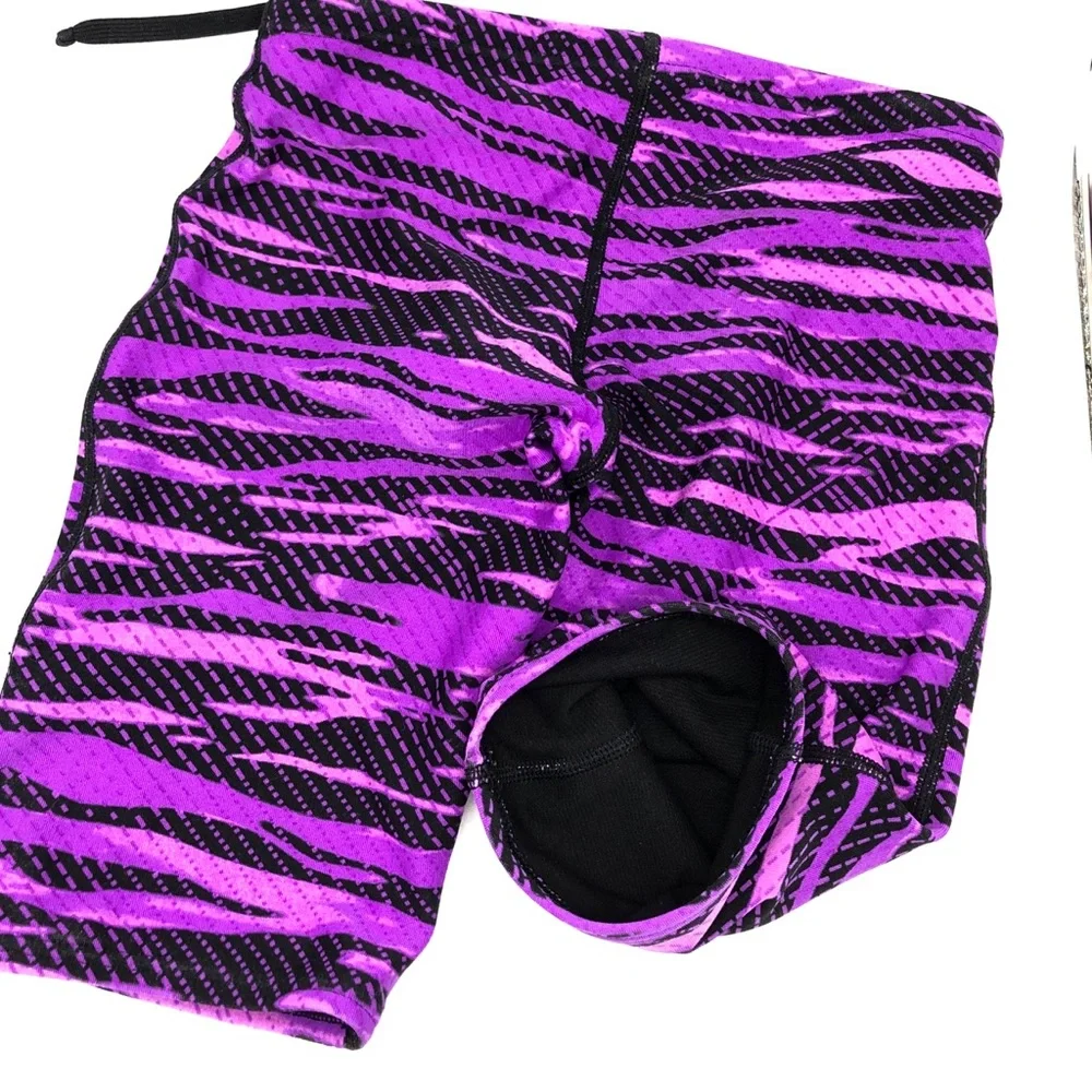 Kids Purple Printed Swim Trunks